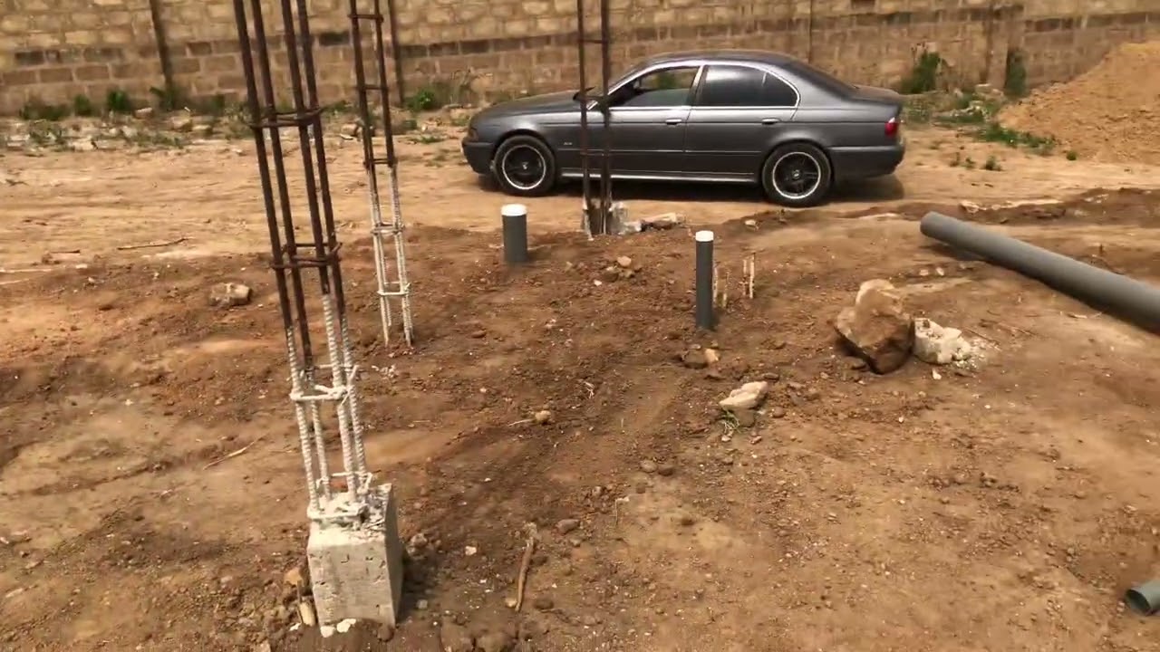 Building in Ghana; Plumbing works on foundation bed || #construction #civilengineering #viral
