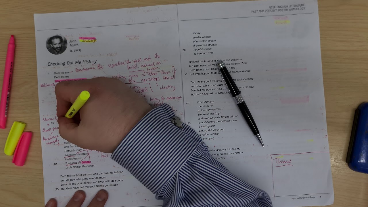 Checking out me History - GCSE Literature Annotation