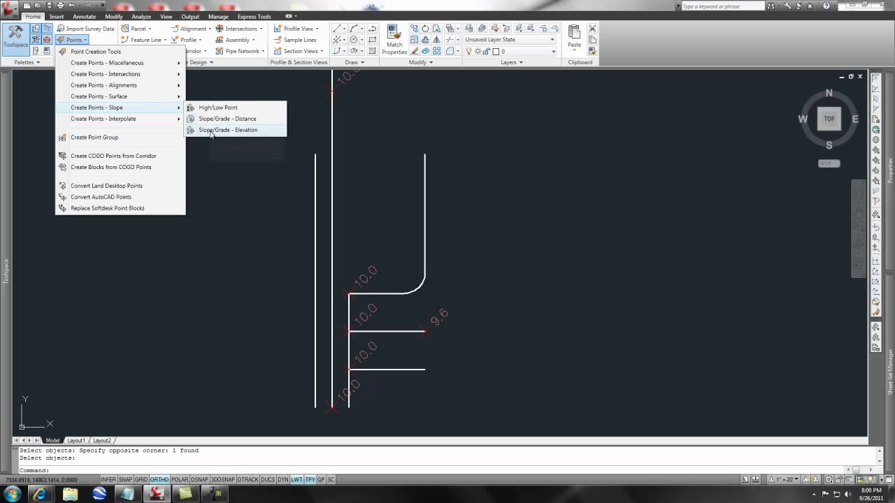 Setting a Grade/Slope-Elevation Point in Civil 3D