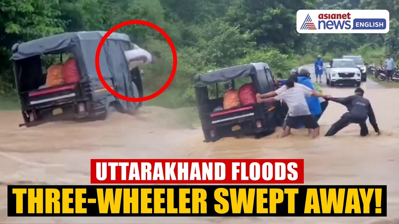 Ramnagar, Uttarakhand Flood Fury | Three-Wheeler SWEPT AWAY in Raging Drain | VIRAL