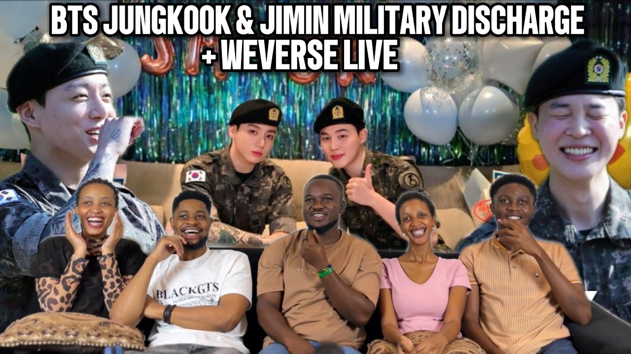 Our Reaction To BTS JUNGKOOK & JIMIN MILITARY DISCHARGE + WEVERSE LIVE.