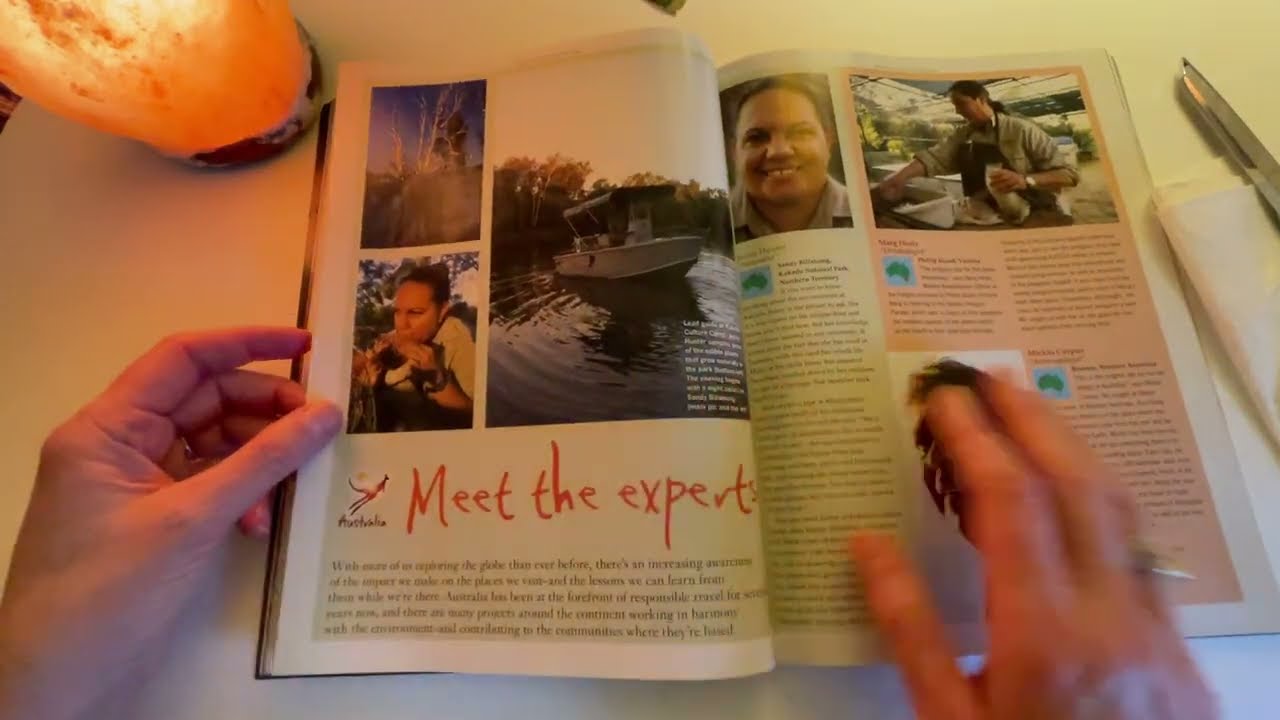 ASMR Flip Through and Scissor Cut a Travel Magazine - Soft Spoken, Page Turning