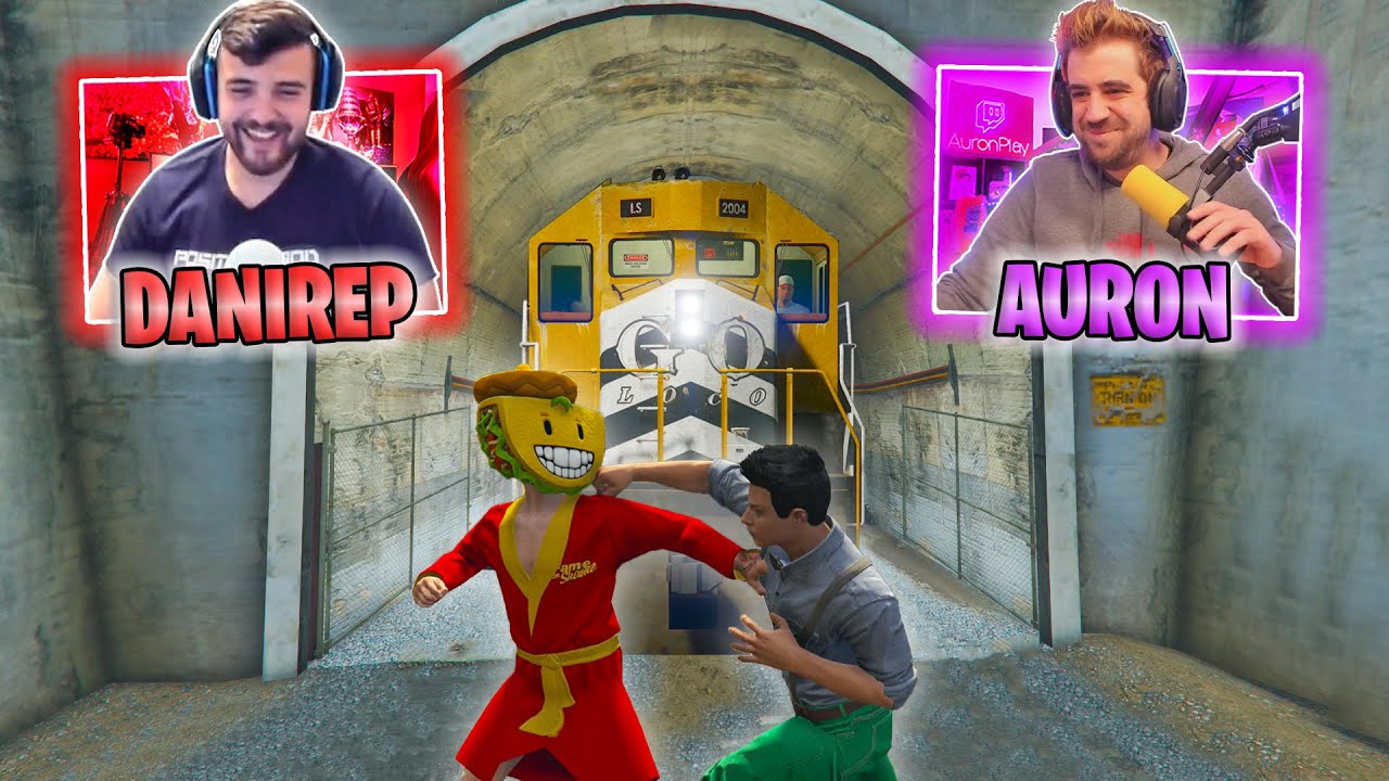 CUIDADO CON EL TREN!! DANIREP vs AURONPLAY Y AMIGOS!! - GTA V ONLINE