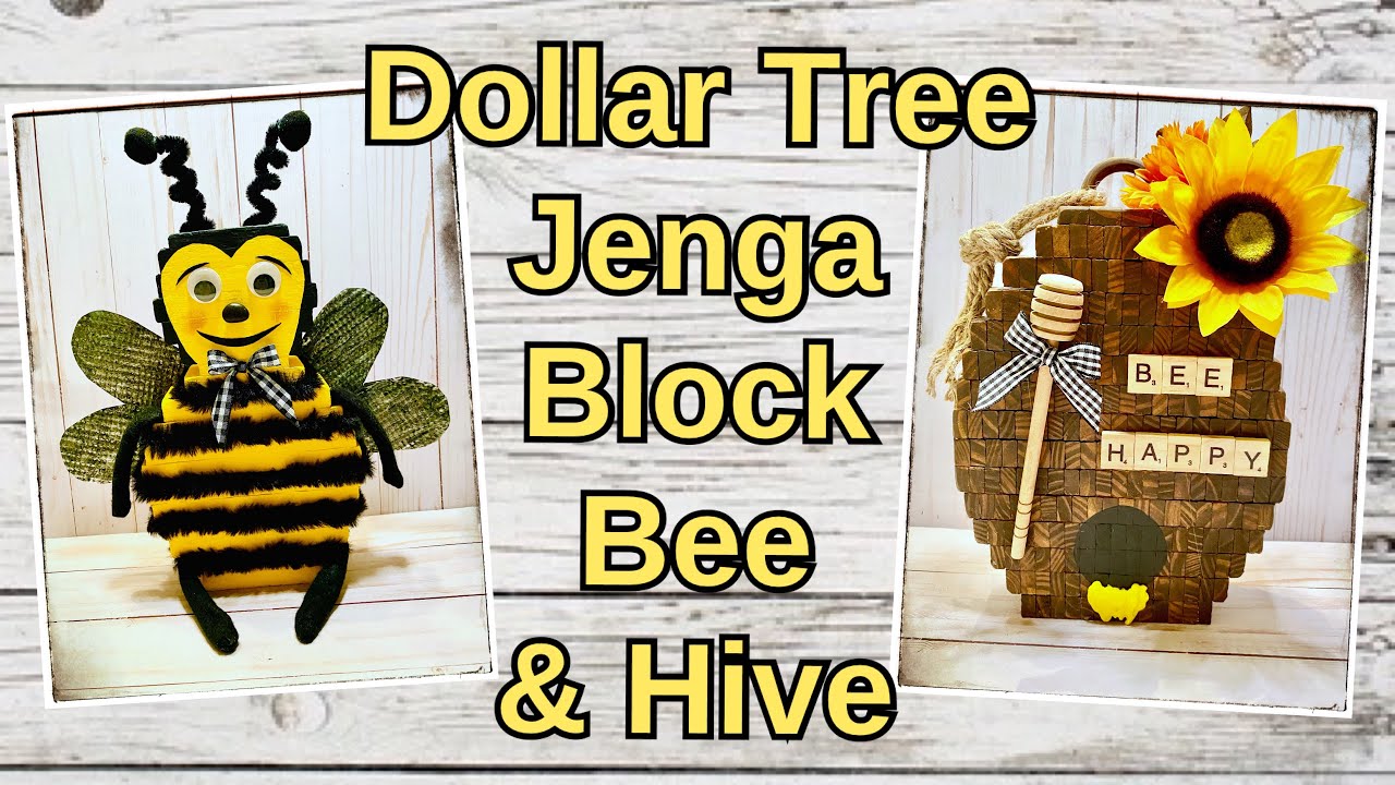 Dollar Tree 🌳 Jenga Block Bee 🐝 and Bee Hive