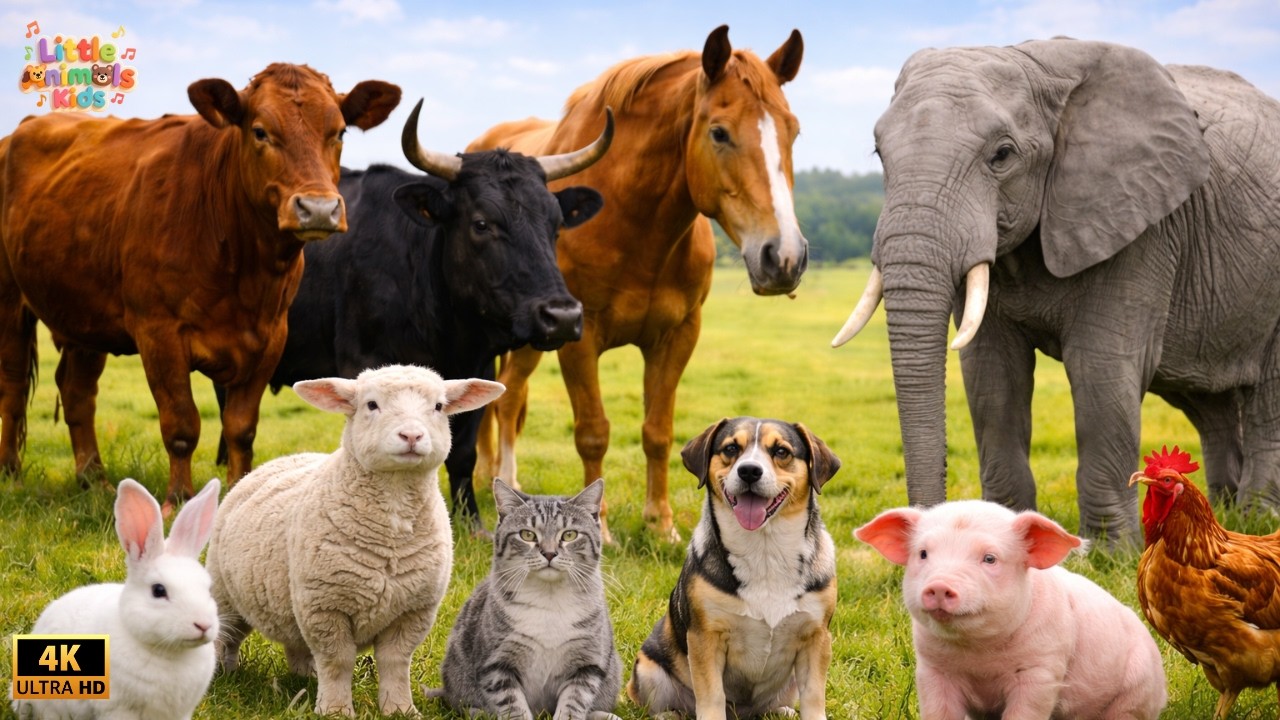 Cute Animal Sounds for Babies and Kids Cat, Dog, Sheep, Horse & More | Wild and Domestic Animals