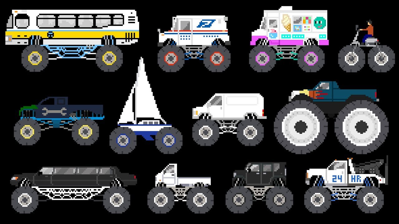 Monster Vehicles 3 - Monster Trucks & Street Vehicles - The Kids' Picture Show (Fun & Educational)