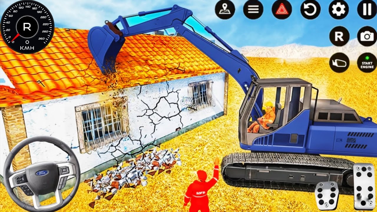 City Road Construction Game - Constructing A Road Beside The Large Field - Android Gameplay