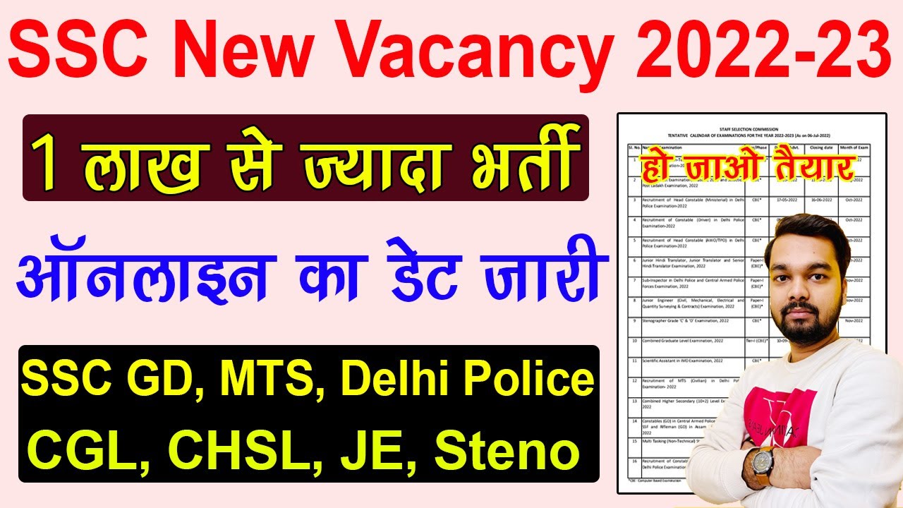 SSC New Vacancy 2022-23 | SSC New Calendar 2022 Notification | SSC 1 lakh upcoming Vacancy 2022