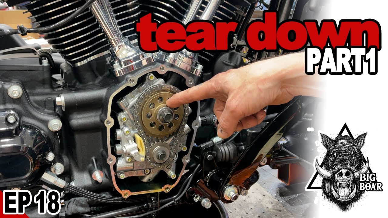 EP18 Tearing down NEW 2022 M8 HD Road Glide Limited motor to be 131 | The Big Boar motorcycle build