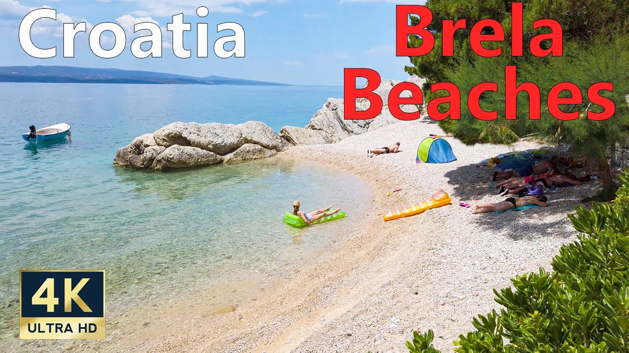 Brela Beaches Makarska Riviera Croatia 🇭🇷 4K Walking Tour