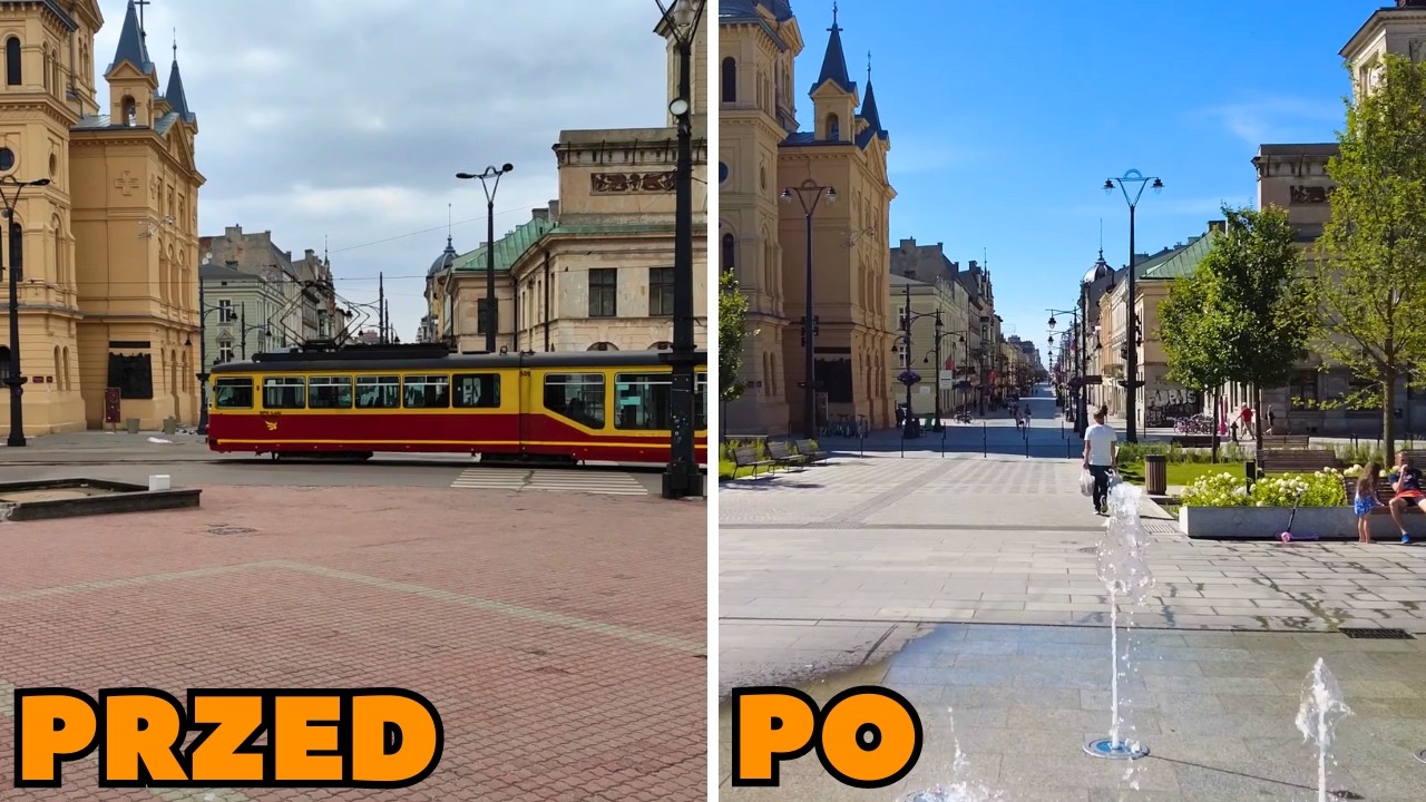 Plac Wolności kiedyś i dziś | Tramwaje Łódź