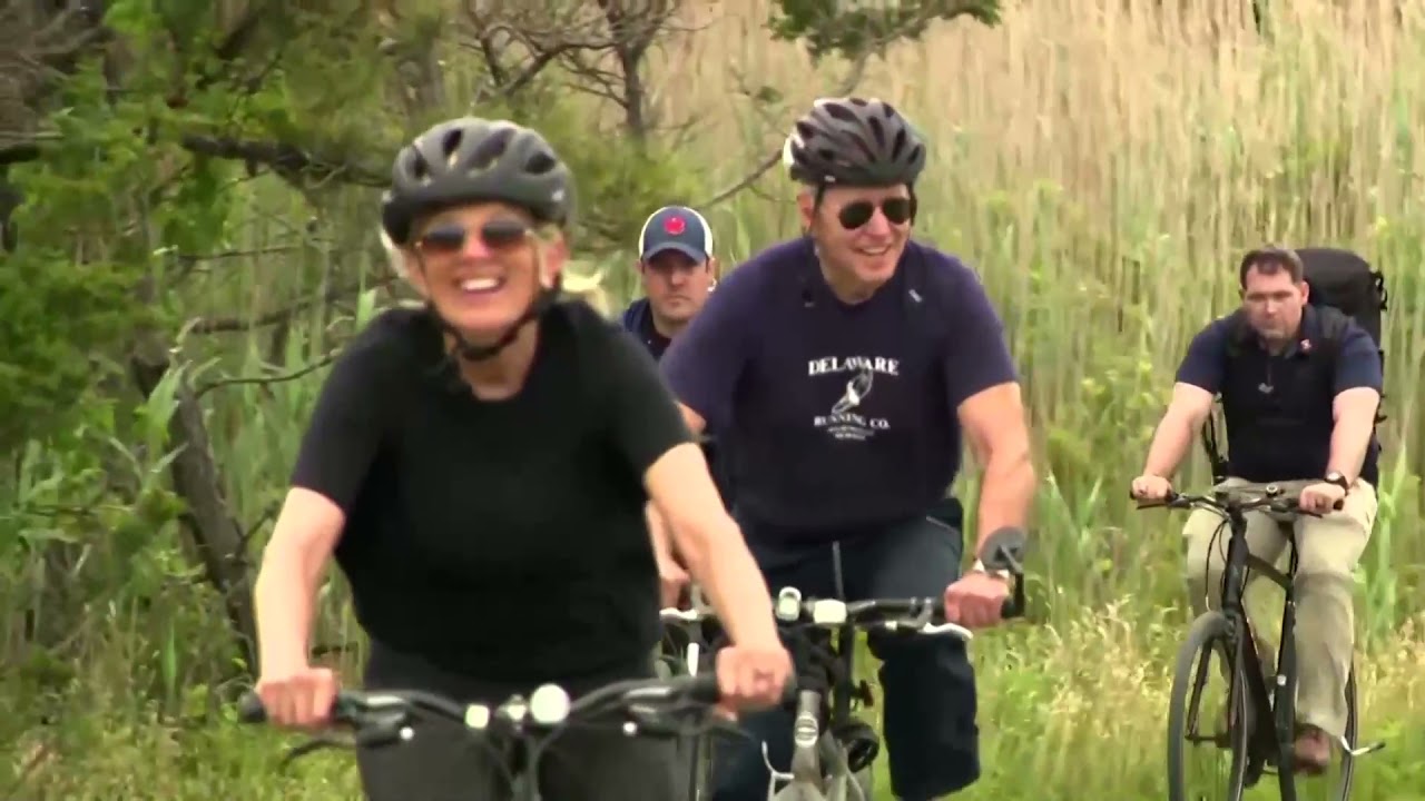 The Bidens go on a bike ride for the first lady’s birthday