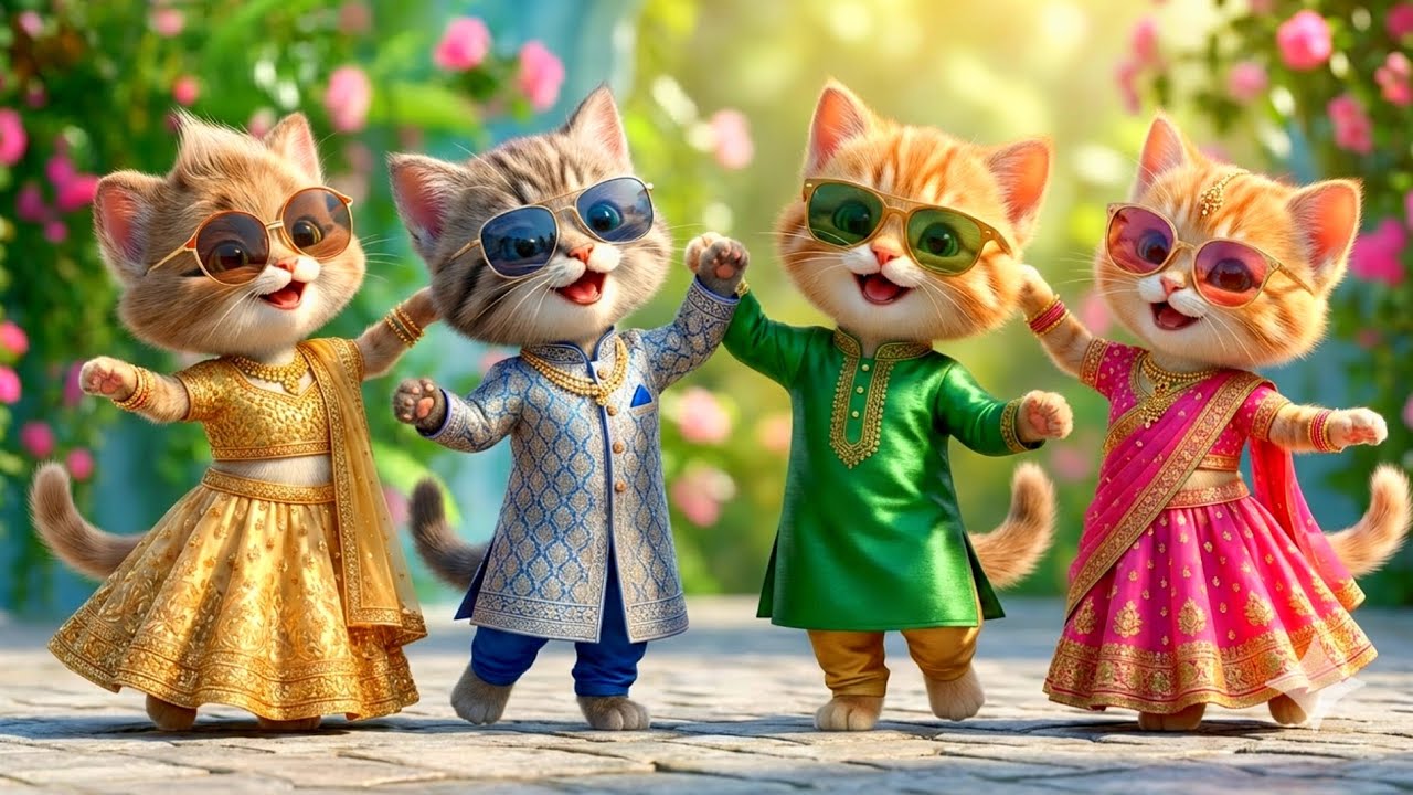 Stylish Kittens with Sunglasses Rocking the Wedding Stage 😎🎉 #ai_cute_animals_01 