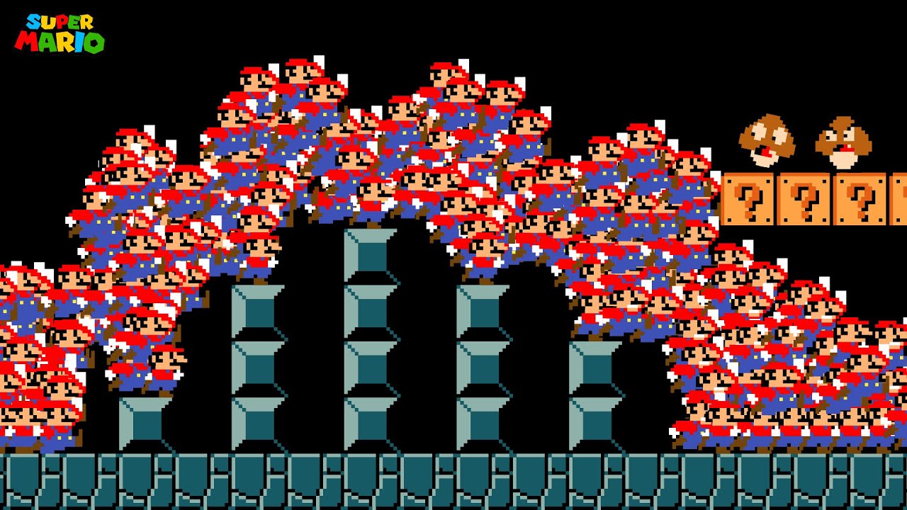 Super Mario Bros. But With 9999 Mario at Once