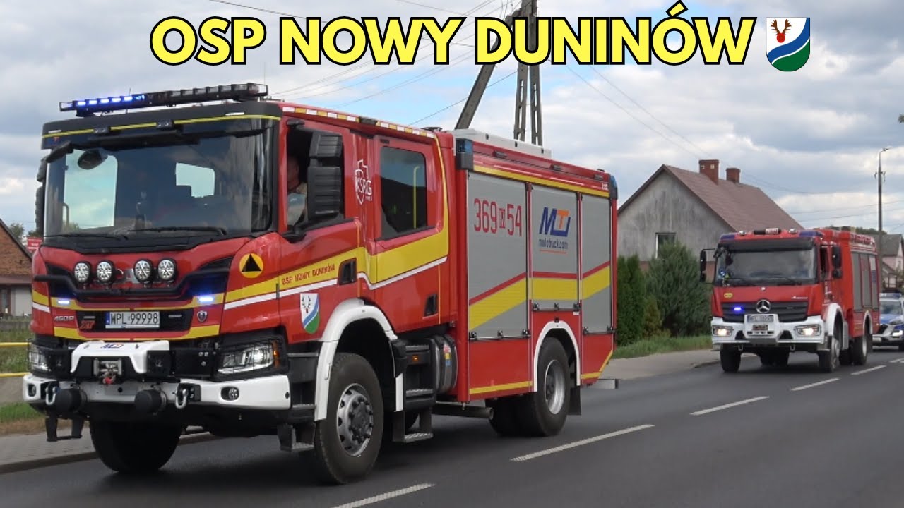 Alarmowo 4 pojazdy z OSP Nowy Duninów! Nowa Scania, Mercedes Atego, Ford Ranger z pontonem i quad