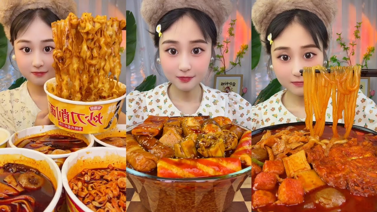 ASMR EATING SPICY AND HOT Korean Noodles 먹방 | Chinese Spicy Food ASMR 중국먹방 | ASMR Eating Video