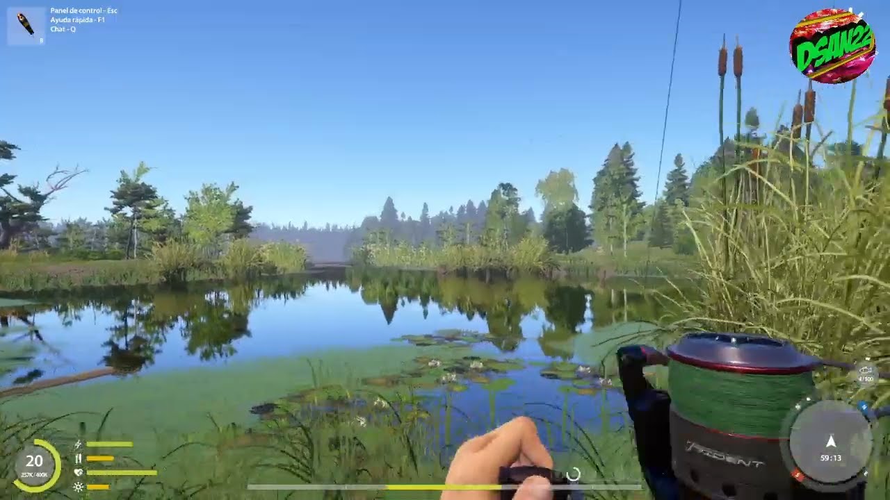 Pescando de spinnig en el lago viejo castillo Russian Fishing 4