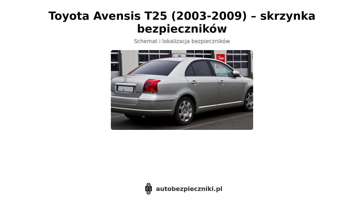 Toyota Avensis T25 (2003-2009) – skrzynka bezpieczników | autobezpieczniki.pl
