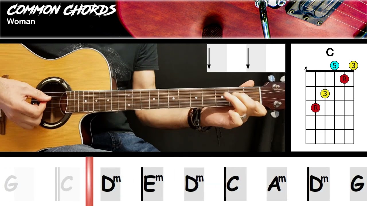 Woman - John Lennon | EASY GUITAR LESSON | Scrolling Chords & Lyrics