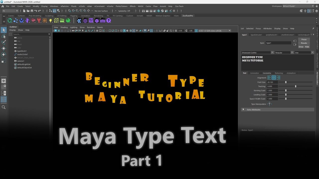 Maya Type Tool Part 1 Basics