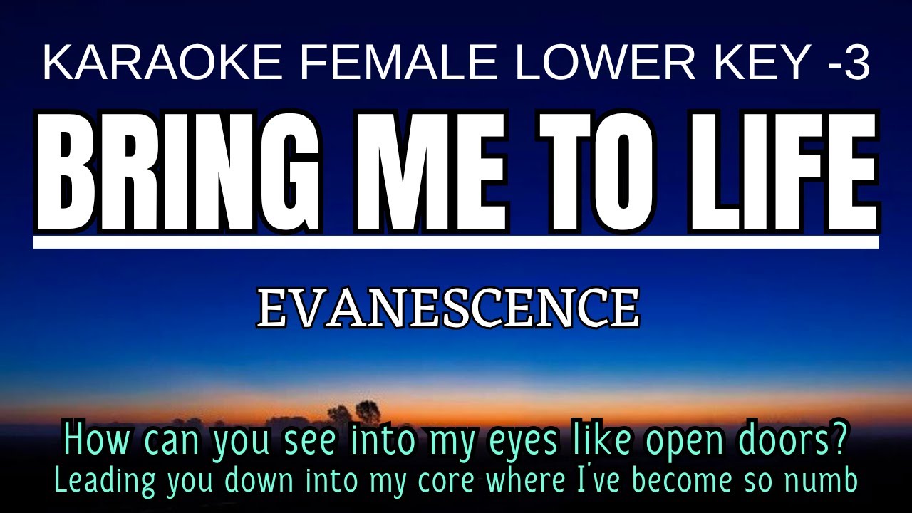 Evanescence - Bring Me To Life (Karaoke Lower Key Nada Rendah Wanitia -3 C#m)