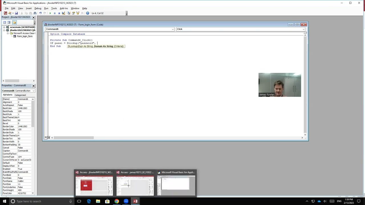 How to quickly build a login form in MS Access