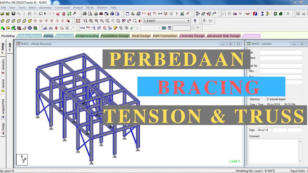 Tutorial Staad.Pro #7: PERBEDAAN BRACING TRUSS DAN TENSION-GEROBAK SIPIL