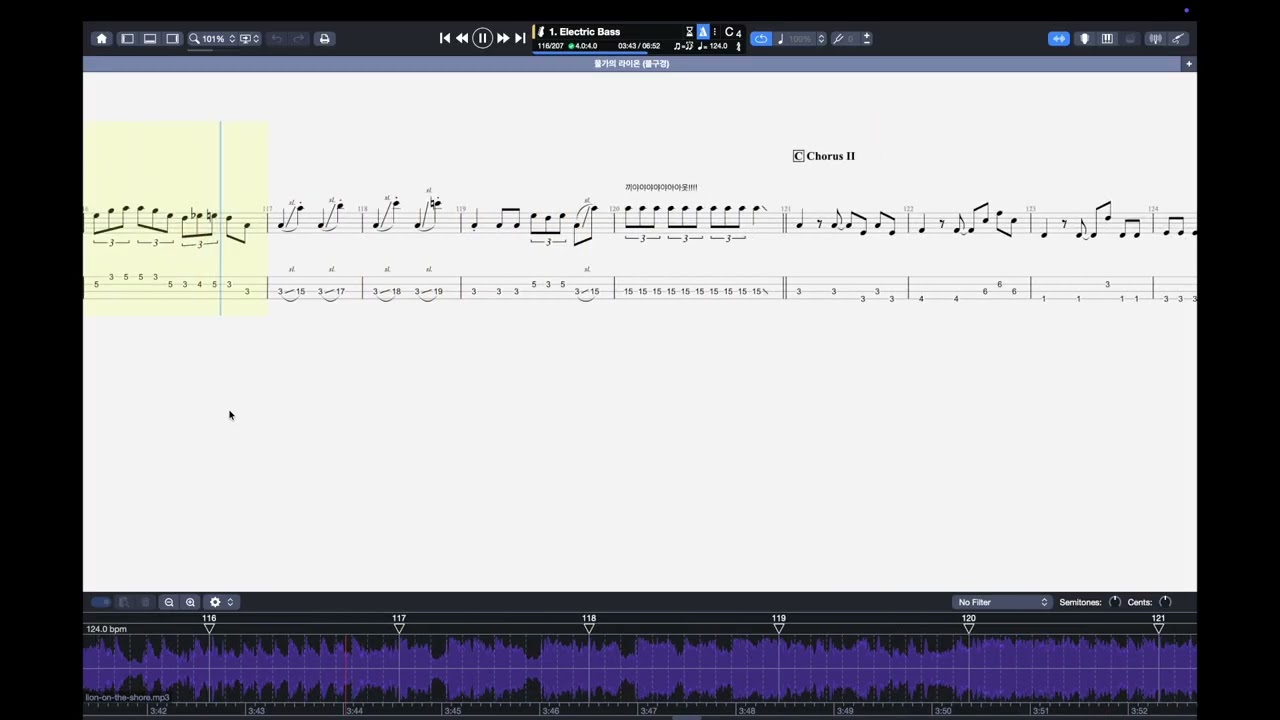 쏜애플 - 물가의 라이온 (불구경 2019 ver) BASS TAB