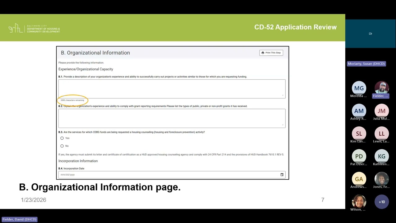 Обучение по применению программного обеспечения в рамках программ CDBG и CD52 для некоммерческих ...