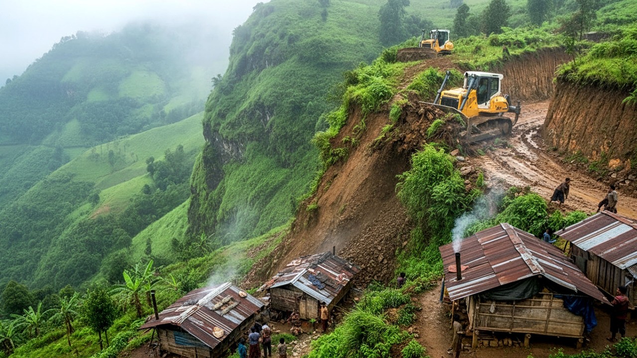​Life on the Edge: Building Roads in the High Mountains, A Village Under the Mountain Slope