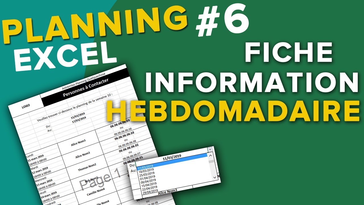 Fiche Hebdomadaire Automatique - Creer Planning #6Tuto Excel