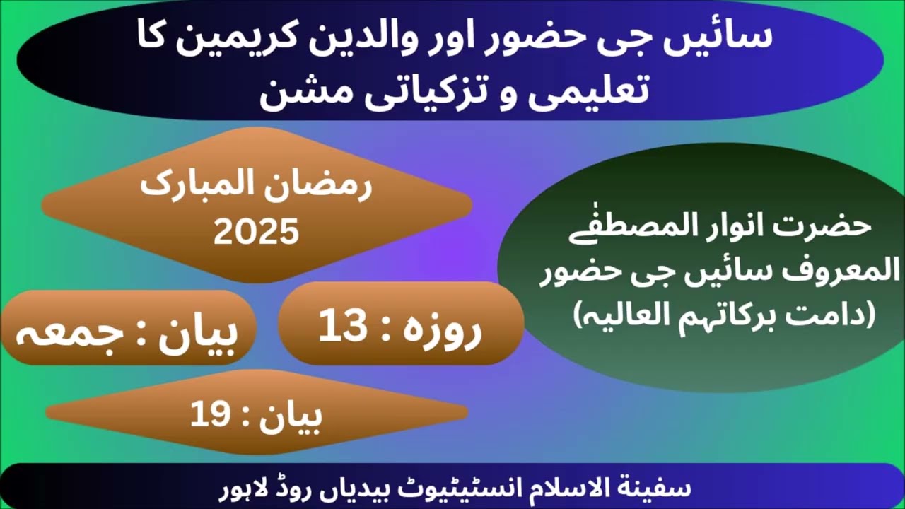 Talimi Bayan19|Roza13|2025|Hazrar Anwar UL Mustafa|Ramazan Session|Friday Bayan|14March2025