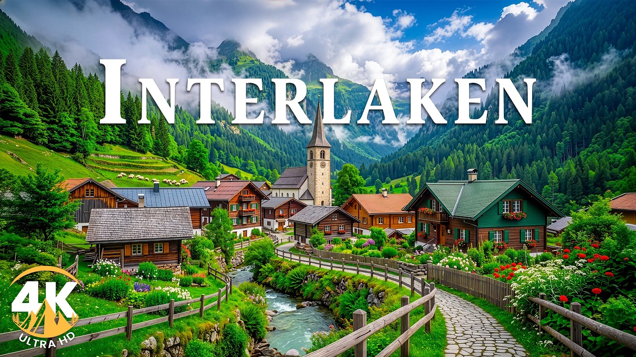 Interlaken Switzerland 4K | Alpine Radiance &ndash; Turquoise Lakes, Chalet Roofs, and Peaks at Sunrise