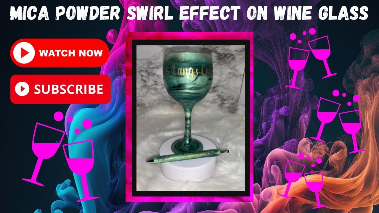 Mica powder swirl wine glass. Decorate a Dollar Tree wine glass. How to work with mica powders.