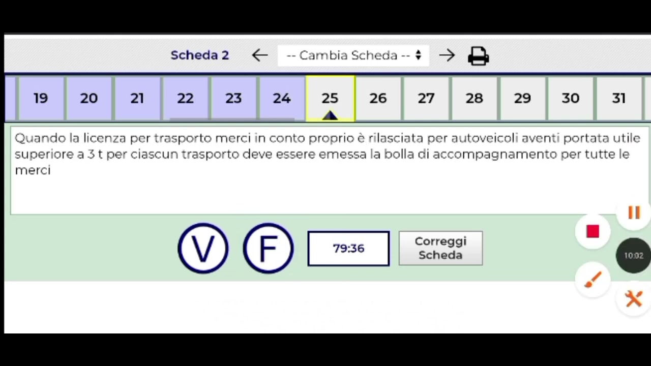 simulazione esame CQC merci scheda N.2 70 domande