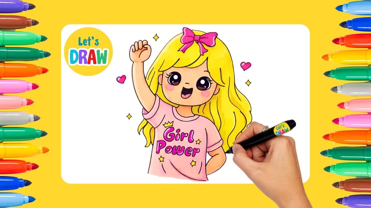 How to Draw a Cute International Women’s Day Illustration | Easy Cute Drawing Tutorial ✏️🎨