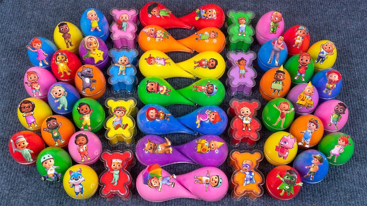 Cocomelon Toy Slime: Look Pinkfong, JJ, TomTom, YoYo, Cody & Friends with Mini Bear! ASMR