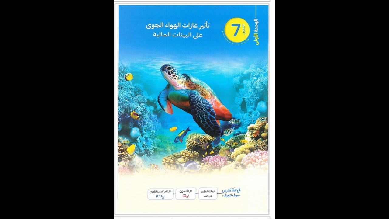 حل أسئلة كتاب الامتحان الدرس السابع تأثير غازات الهواء الجوي علي البيئات المائية ❤️🌹❤️.أولي ثانوي.