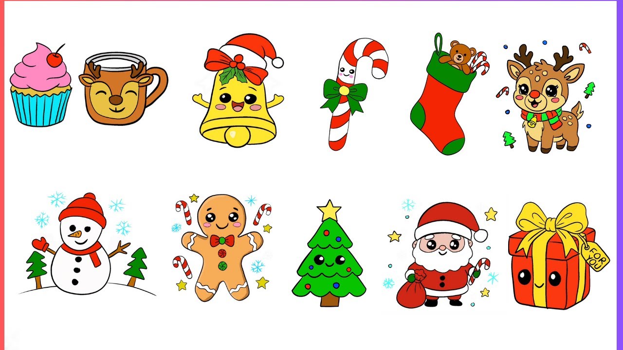1 Hour Christmas Drawing Compilation 🎄 | Easy & Cute Drawings for Kids