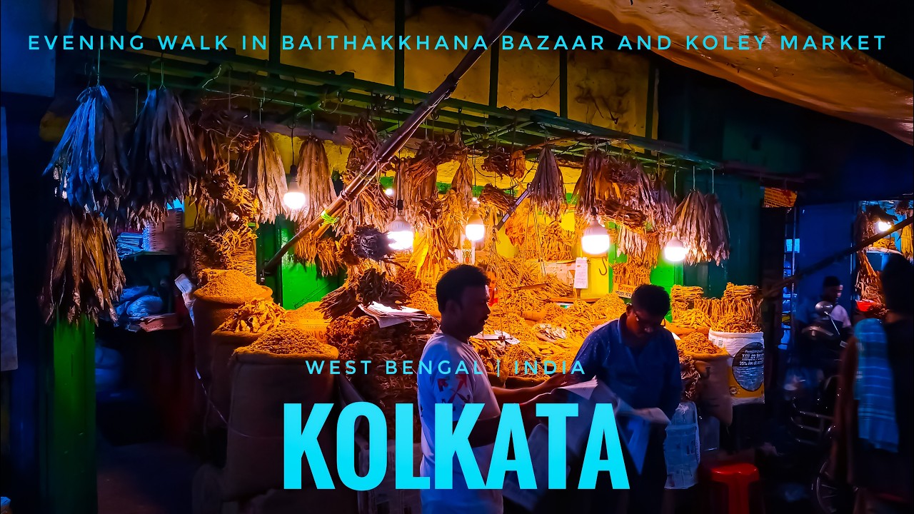 4K INDIA 🇮🇳  Walking Video | Evening Walk In BAITHAKKHANA BAZAAR & KOLEY MARKET | KOLKATA