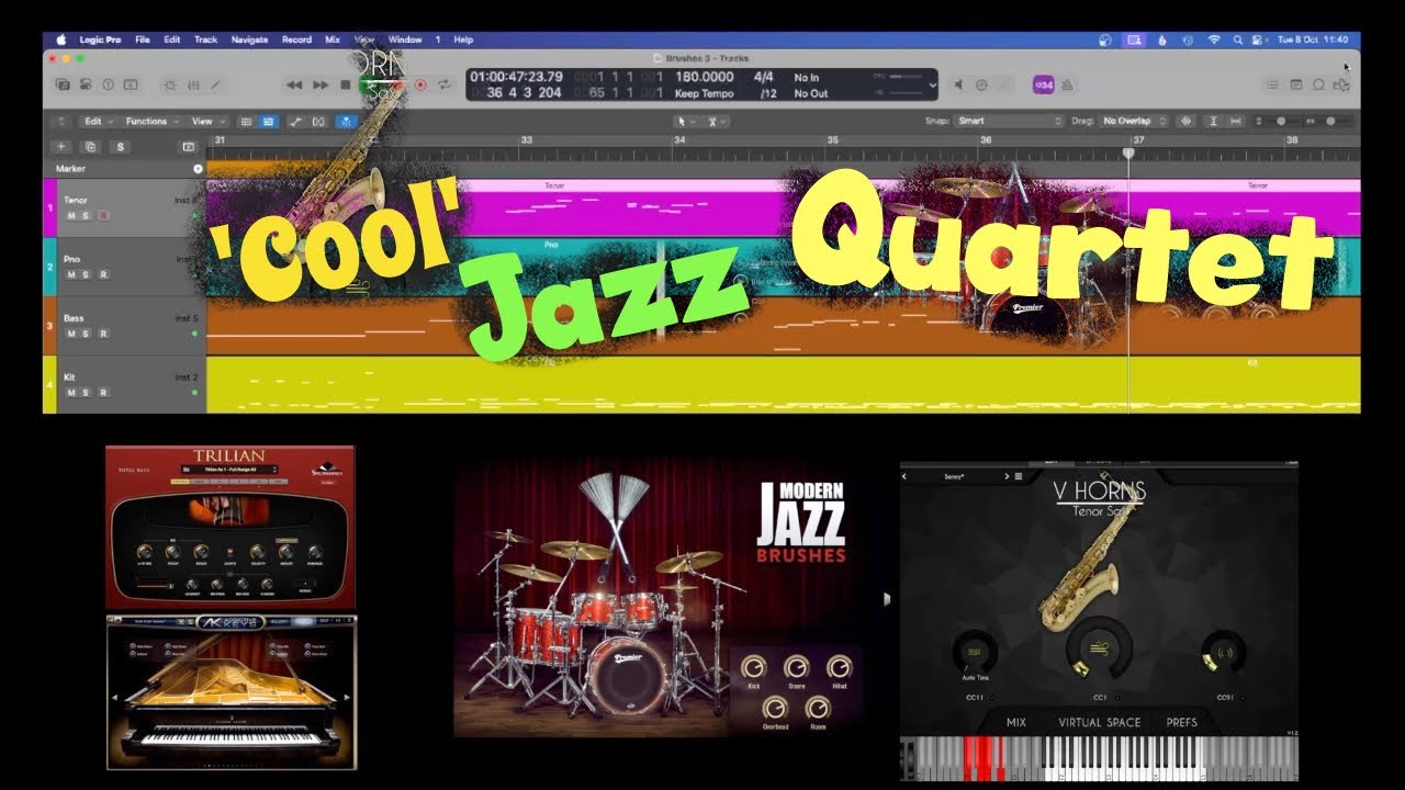 'Cool' Jazz Quartet feat. Addictive Drums (Jazz Brushes) and V Horns Tenor Sax