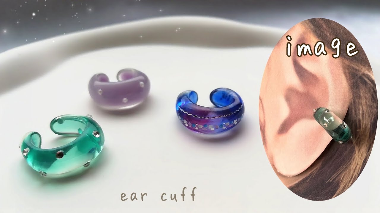 【レジン】モールド不要‼️マスキングテープで作る⁉️😳フリーハンドのイヤーカフの作り方🌟resin/ear cuff/how to make/moldless🌼