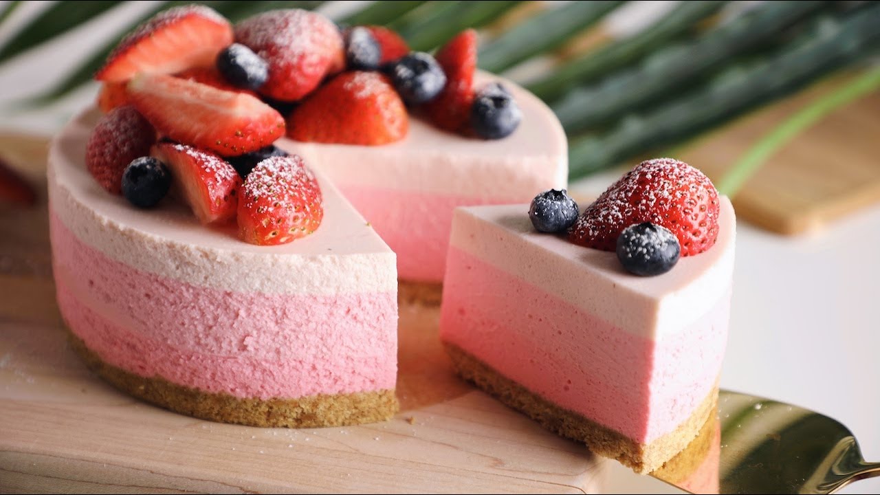 簡易免焗日式草莓稀有芝士蛋糕食譜 | Easy No-Bake Japanese Strawberry Rare Cheesecake Recipe