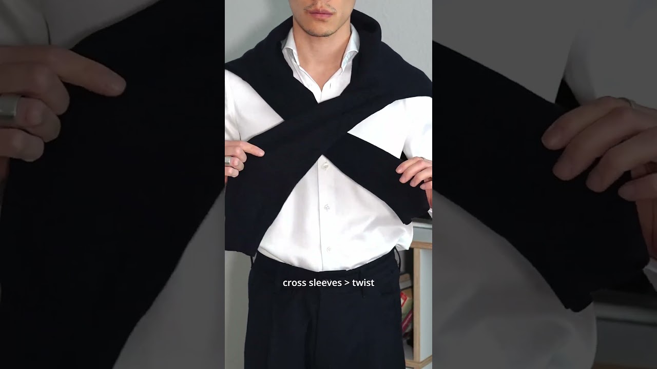 How to tie a sweater perfectly 🤝 #clothinghacks