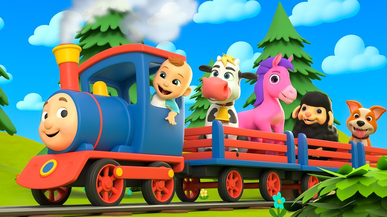 Farm Animals Race on Bikes | Learn Animals Kids Nursery Songs | LuLu Melon Newborn Baby Rhymes
