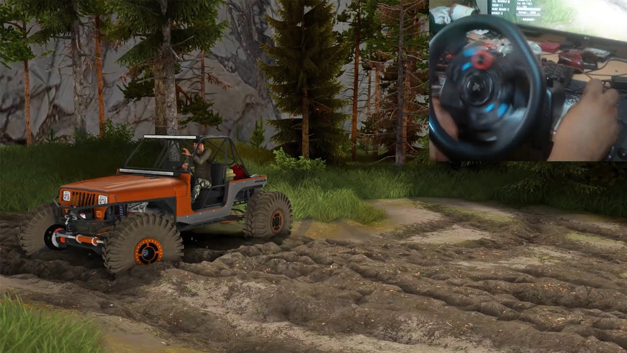 Jeep Wrangler 400 Juggy Offroad Spintires Plains Logitech G29 Shifter Gameplay 4K60