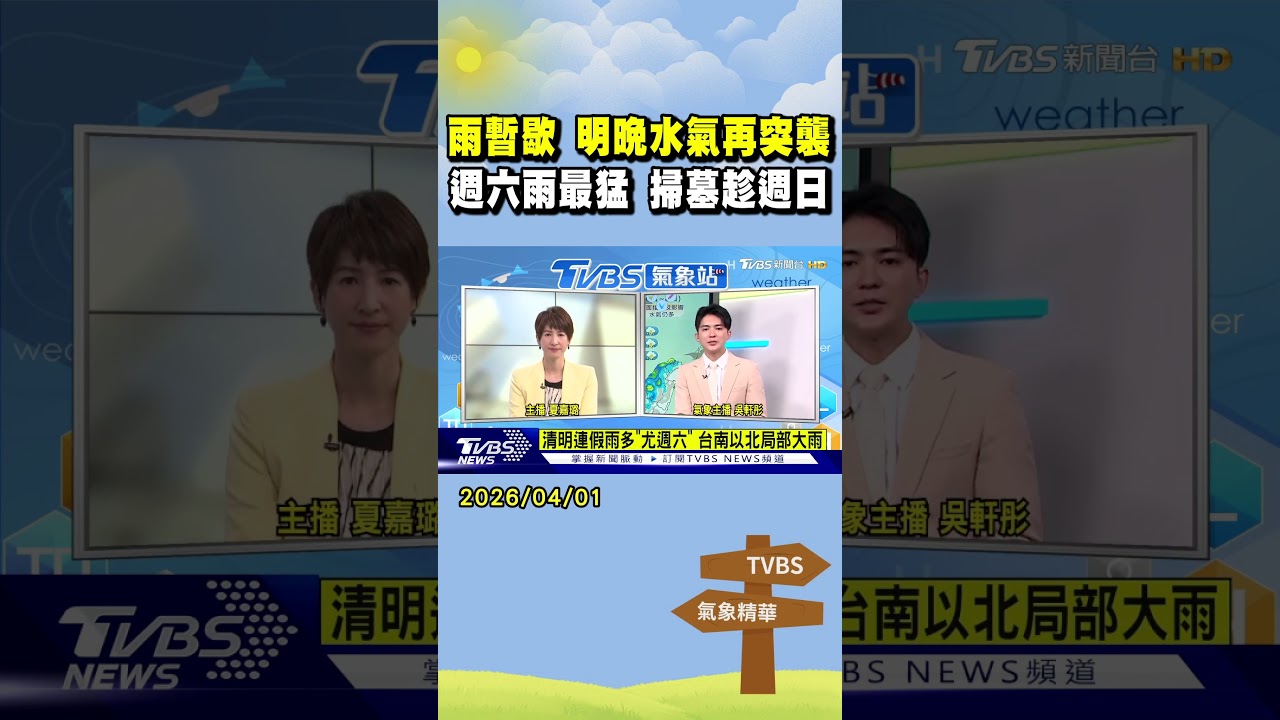 天氣/雨暫歇 明晚水氣再突襲 週六雨最猛 掃墓趁週日｜TVBS新聞 @TVBSNEWS02