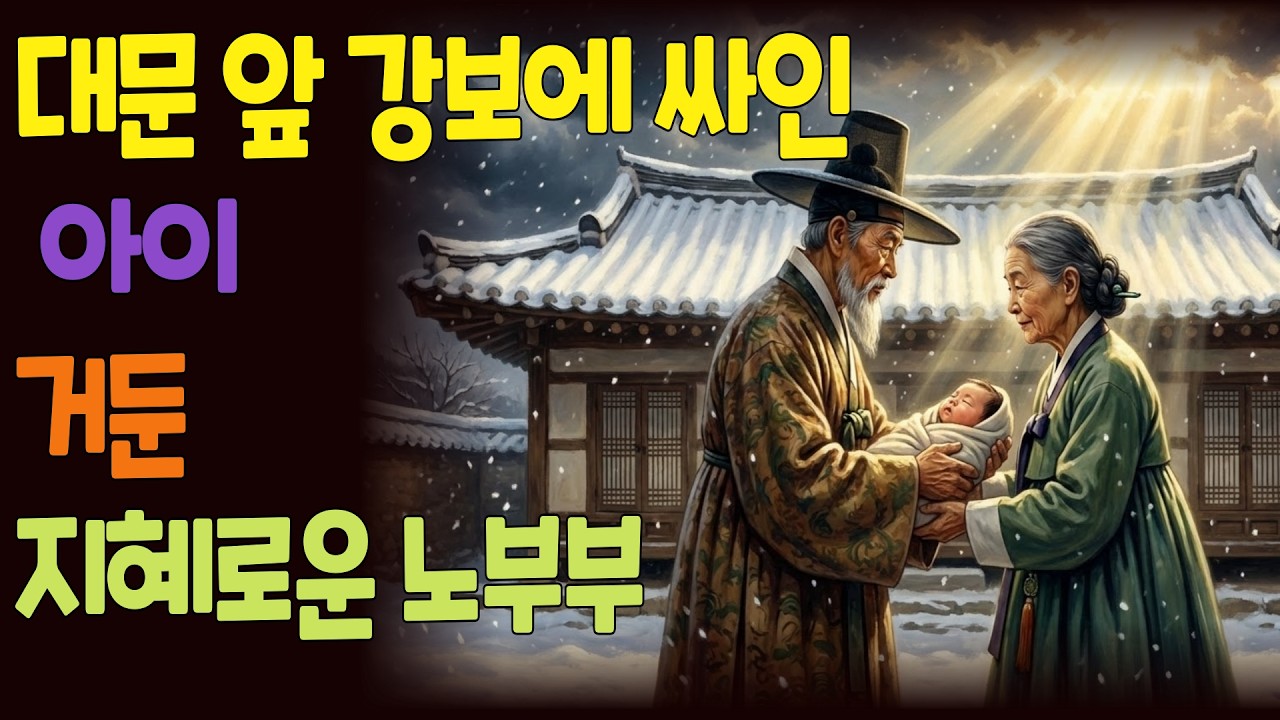 대문 앞 강보에 싸인 아이 거둔 지혜로운 노부부