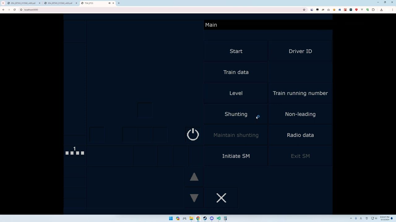 ETCS DMI on HTML5 - Menu windows