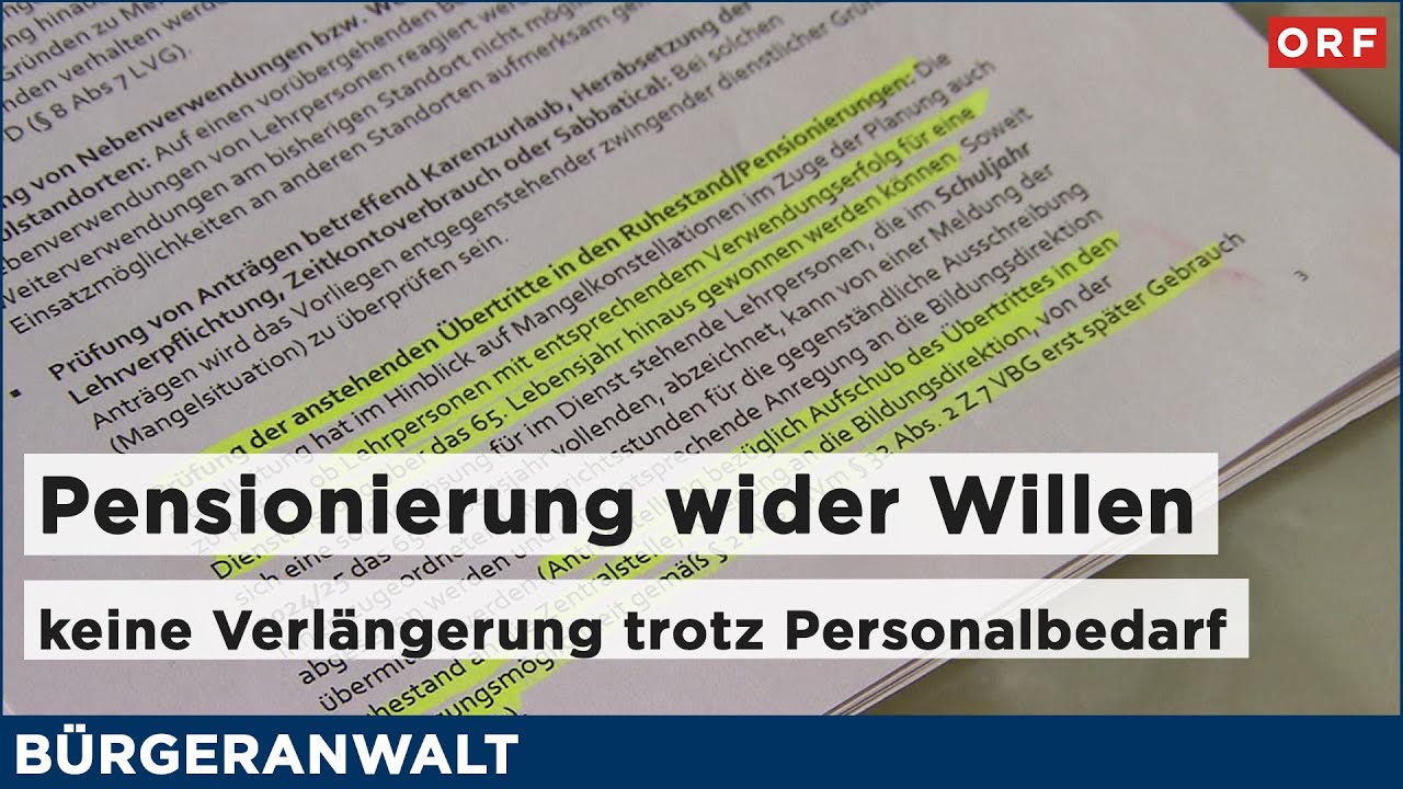 Pensionierung wider Willen | B&uuml;rgeranwalt 12.10.2025